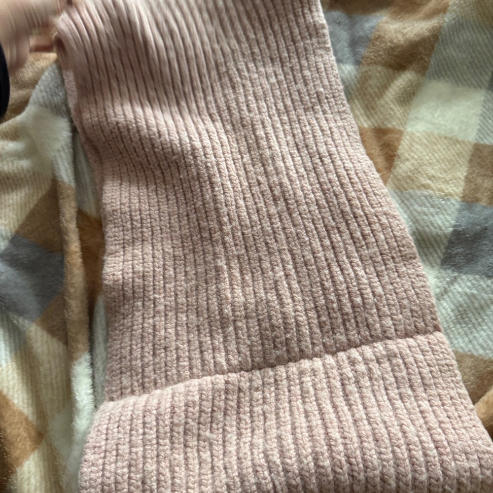 J.Crew Chunky Knit Ribbed Neck Warmer Scarf Dusty Rose Infinity Wool Cashmere - Picture 2 of 5